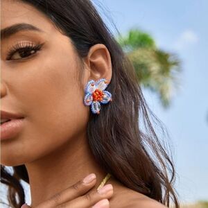 Flower statement earrings #621